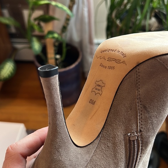 Via Spiga Tall Suede Heeled Boots - Picture 5 of 11